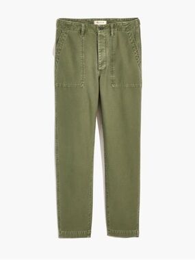 Madewell Griff Fatigue Utility Cargo Pants High Rise Tapered Olive 27 Tall